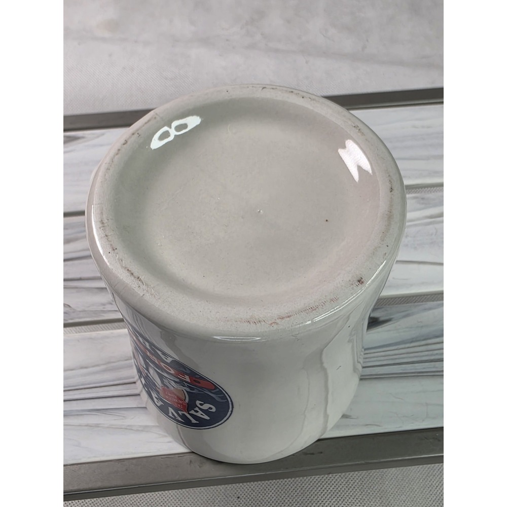 Vtg SALVATION ARMY logo restaurantware chunky ironstone coffee mug doughnut girl - Picture 3 of 5